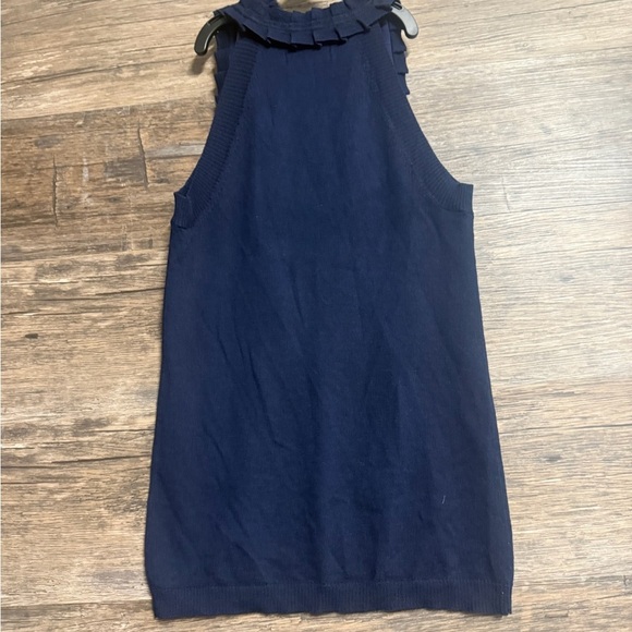 Banana Republic Navy Ruffle Merino Wool Tank Top - Picture 2 of 6